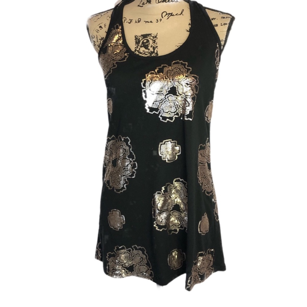 Ad:hoc m black bling tank top t back embellished